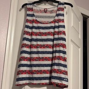 Striped Sleeveless Top - Red, Blue, White